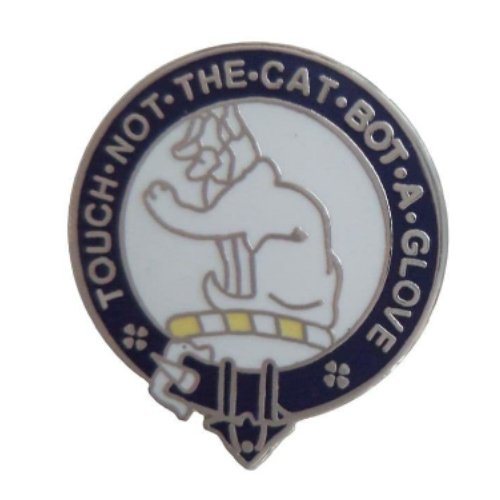 Image 1 of MacPherson Clan Blue White Enamel Round Badge Lapel Pin Set x 3