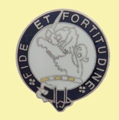 Image 0 of Farquharson Clan Blue White Enamel Round Badge Lapel Pin Set x 3