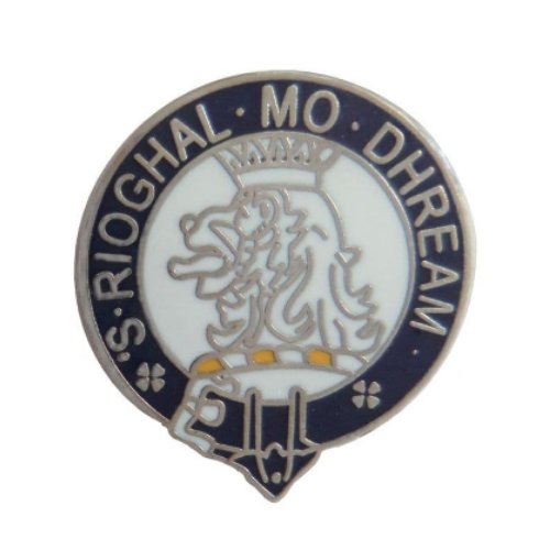 Image 1 of MacGregor Clan Blue White Enamel Round Badge Lapel Pin Set x 3