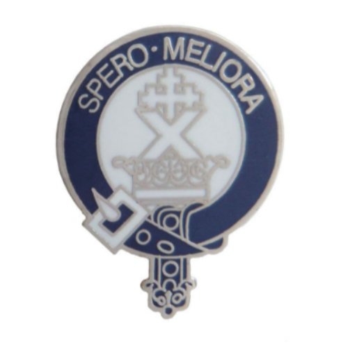 Image 1 of Moffat Clan Blue White Enamel Round Badge Lapel Pin Set x 3