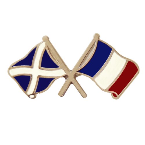 Image 1 of Saltire France Crossed Country Flags Friendship Enamel Lapel Pin Set x 3