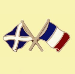 Saltire France Crossed Country Flags Friendship Enamel Lapel Pin Set x 3
