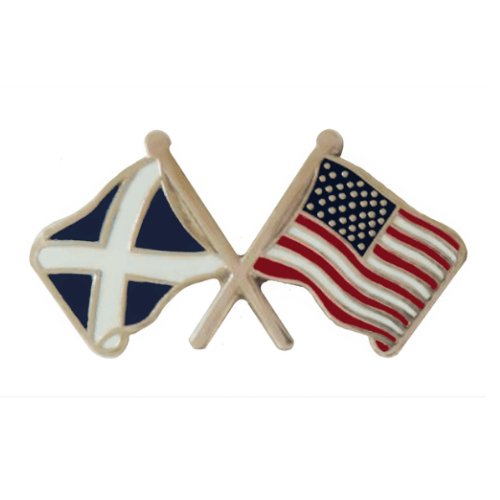 Image 1 of Saltire United States Crossed Country Flags Friendship Enamel Lapel Pin Set x 3