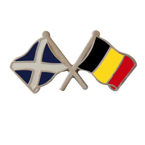 Image 1 of Saltire Belgium Crossed Country Flags Friendship Enamel Lapel Pin Set x 3