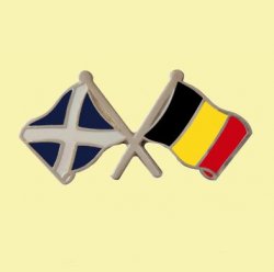 Saltire Belgium Crossed Country Flags Friendship Enamel Lapel Pin Set x 3
