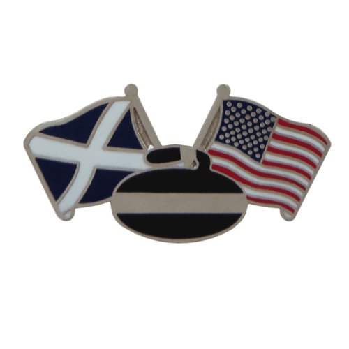 Image 1 of Saltire United States Curling Country Flags Friendship Enamel Lapel Pin Set x 3
