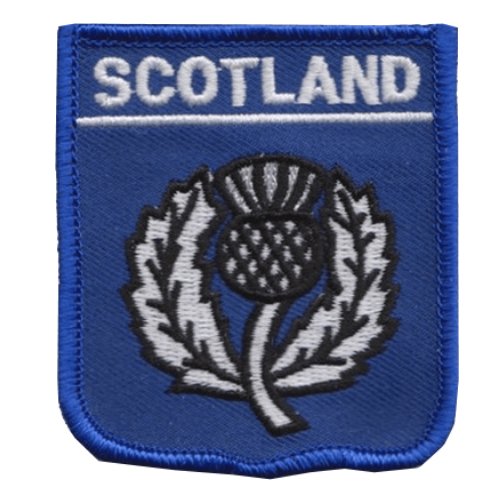 Image 1 of Scotland Thistle Blue Shield Embroidered Cloth Patch Set x 3