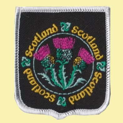 Image 0 of Scotland Thistles Flag Shield Embroidered Cloth Patch Set x 3