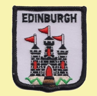 Image 0 of Scotland Edinburgh Castle White Shield Embroidered Cloth Patch Set x 3