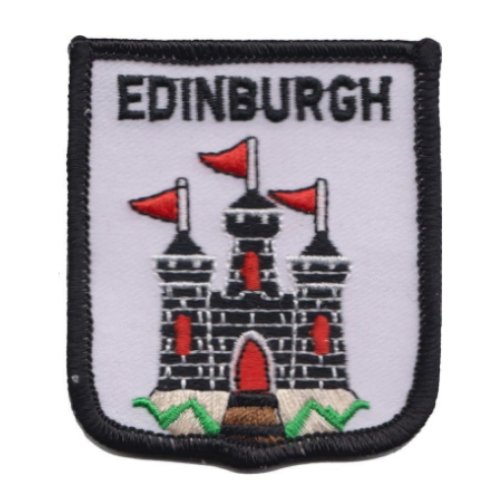 Image 1 of Scotland Edinburgh Castle White Shield Embroidered Cloth Patch Set x 3