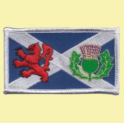 Saltire Flag Lion Rampant Thistle Rectangular Embroidered Cloth Patch Set x 3