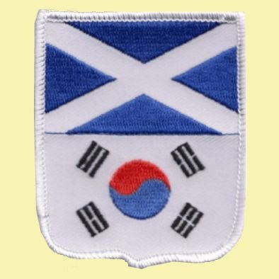 Image 0 of Saltire South Korea Flags Shield Friendship Embroidered Cloth Patch Set x 3