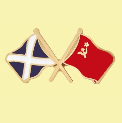 Image 0 of Saltire Soviet Union Crossed Country Flags Friendship Enamel Lapel Pin Set x 3