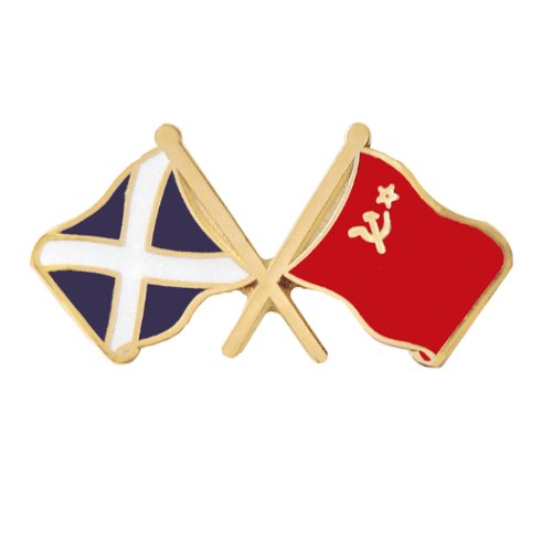 Image 1 of Saltire Soviet Union Crossed Country Flags Friendship Enamel Lapel Pin Set x 3