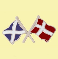 Saltire Denmark Crossed Country Flags Friendship Enamel Lapel Pin Set x 3