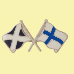 Saltire Finland Crossed Country Flags Friendship Enamel Lapel Pin Set x 3