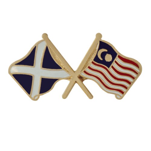 Image 1 of Saltire Malaysia Crossed Country Flags Friendship Enamel Lapel Pin Set x 3