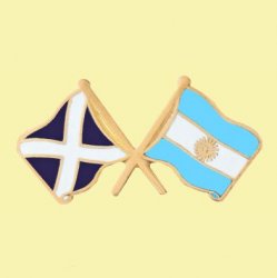 Saltire Argentina Crossed Country Flags Friendship Enamel Lapel Pin Set x 3