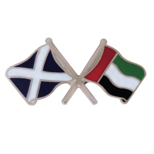 Image 1 of Saltire UAE Crossed Country Flags Friendship Enamel Lapel Pin Set x 3