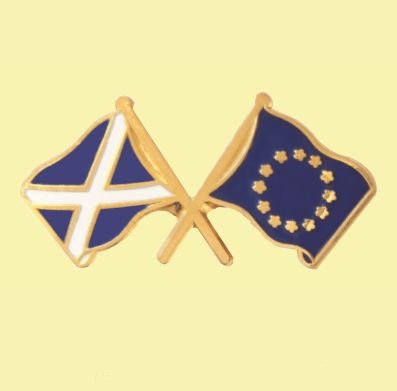 Image 0 of Saltire European Union Crossed Country Flags Friendship Enamel Lapel Pin Set x 3