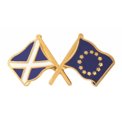 Image 1 of Saltire European Union Crossed Country Flags Friendship Enamel Lapel Pin Set x 3