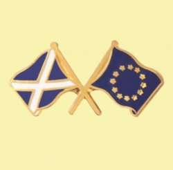 Saltire European Union Crossed Country Flags Friendship Enamel Lapel Pin Set x 3
