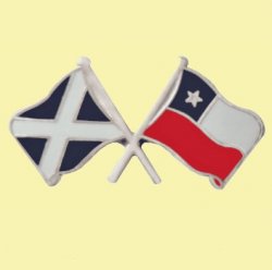 Saltire Chile Crossed Country Flags Friendship Enamel Lapel Pin Set x 3
