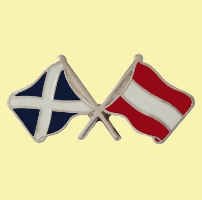 Image 0 of Saltire Austria Crossed Country Flags Friendship Enamel Lapel Pin Set x 3
