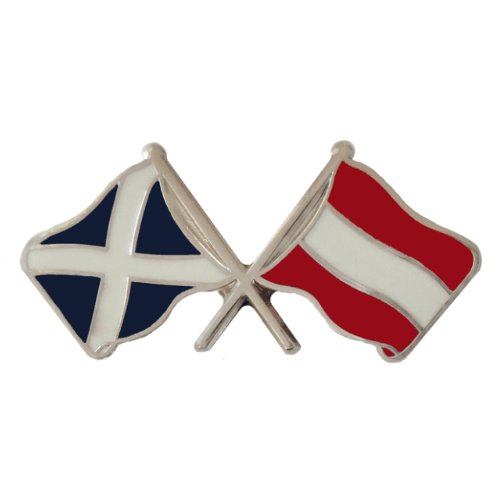 Image 1 of Saltire Austria Crossed Country Flags Friendship Enamel Lapel Pin Set x 3