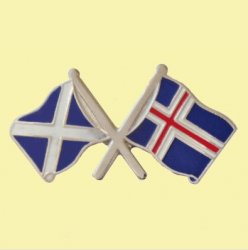 Saltire Iceland Crossed Country Flags Friendship Enamel Lapel Pin Set x 3