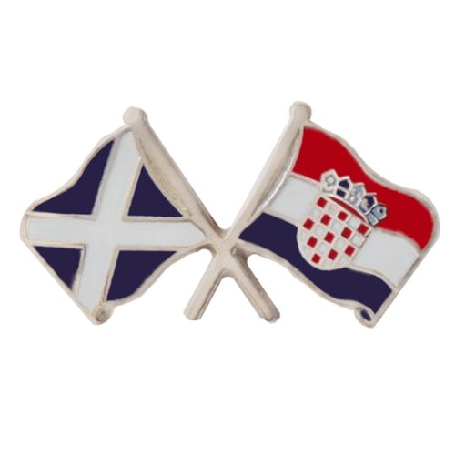 Image 1 of Saltire Croatia Crossed Country Flags Friendship Enamel Lapel Pin Set x 3