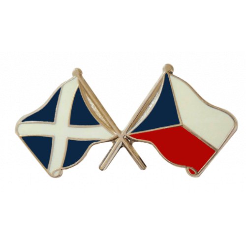 Image 1 of Saltire Czech Republic Crossed Country Flags Friendship Enamel Lapel Pin Set x 3