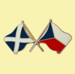 Saltire Czech Republic Crossed Country Flags Friendship Enamel Lapel Pin Set x 3