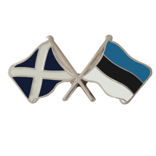 Image 1 of Saltire Estonia Crossed Country Flags Friendship Enamel Lapel Pin Set x 3