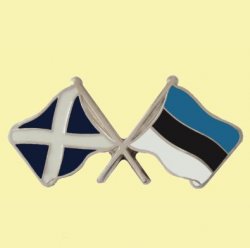Saltire Estonia Crossed Country Flags Friendship Enamel Lapel Pin Set x 3