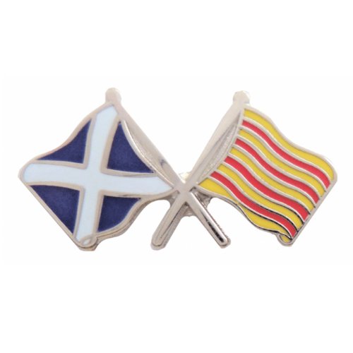Image 1 of Saltire Catalonia Crossed Country Flags Friendship Enamel Lapel Pin Set x 3