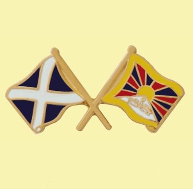 Image 0 of Saltire Tibet Crossed Flags Friendship Enamel Lapel Pin Set x 3