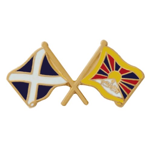 Image 1 of Saltire Tibet Crossed Flags Friendship Enamel Lapel Pin Set x 3
