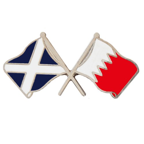 Image 1 of Saltire Bahrain Crossed Country Flags Friendship Enamel Lapel Pin Set x 3