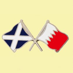 Saltire Bahrain Crossed Country Flags Friendship Enamel Lapel Pin Set x 3