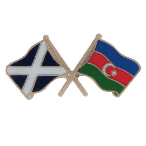 Image 1 of Saltire Azerbaijan Crossed Country Flags Friendship Enamel Lapel Pin Set x 3