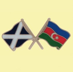 Saltire Azerbaijan Crossed Country Flags Friendship Enamel Lapel Pin Set x 3