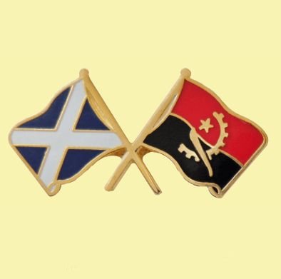 Image 0 of Saltire Angola Crossed Country Flags Friendship Enamel Lapel Pin Set x 3