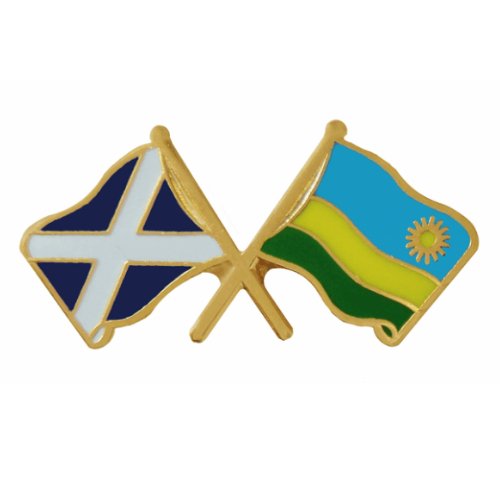 Image 1 of Saltire Rwanda Crossed Country Flags Friendship Enamel Lapel Pin Set x 3
