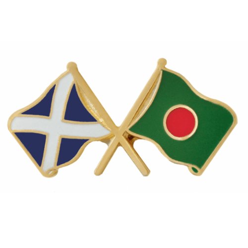 Image 1 of Saltire Bangladesh Crossed Country Flags Friendship Enamel Lapel Pin Set x 3