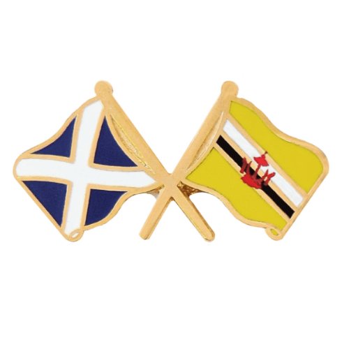 Image 1 of Saltire Brunei Crossed Country Flags Friendship Enamel Lapel Pin Set x 3