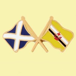 Saltire Brunei Crossed Country Flags Friendship Enamel Lapel Pin Set x 3