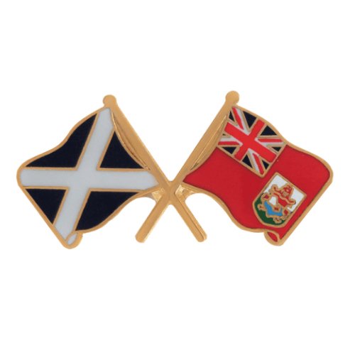 Image 1 of Saltire Bermuda Crossed Country Flags Friendship Enamel Lapel Pin Set x 3