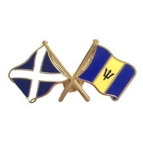 Image 1 of Saltire Barbados Crossed Country Flags Friendship Enamel Lapel Pin Set x 3