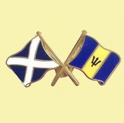 Saltire Barbados Crossed Country Flags Friendship Enamel Lapel Pin Set x 3